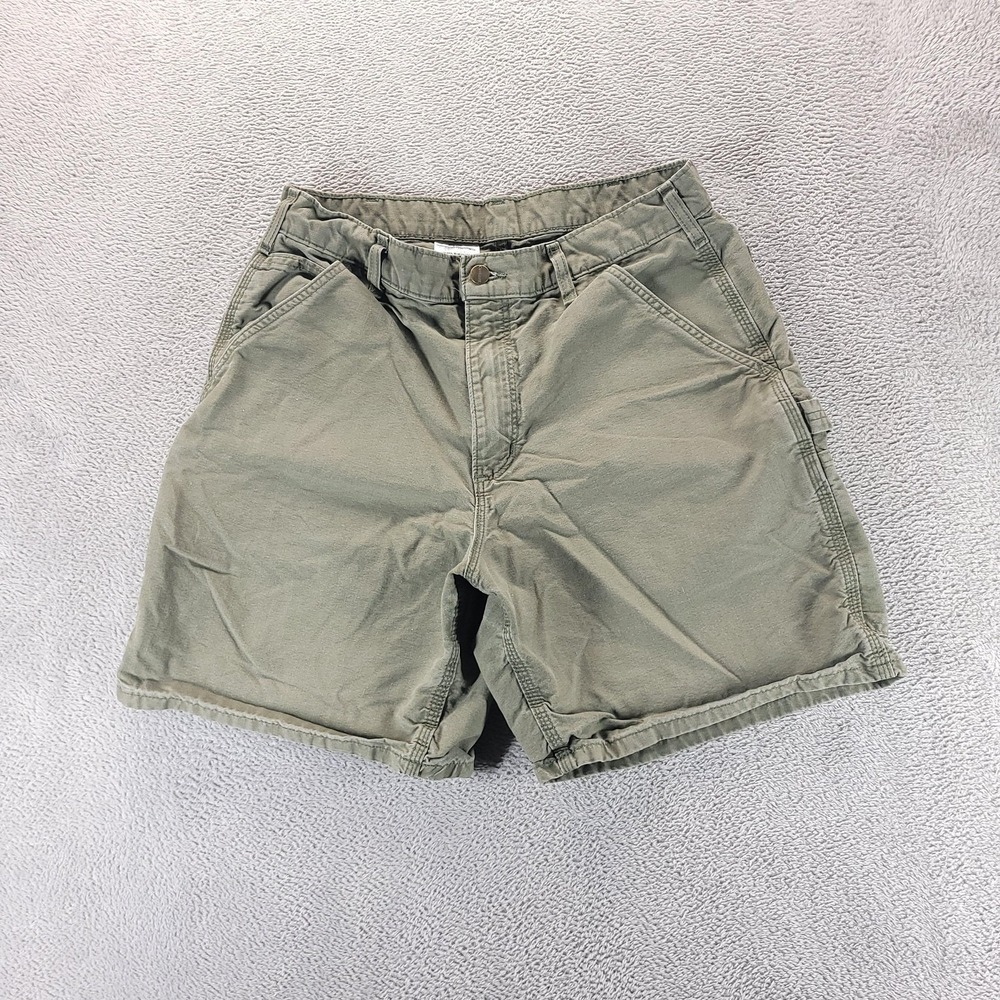 Carhartt Shorts Mens 33 Green B144 Canvas Cargo Work Short 7" Utility Workwear